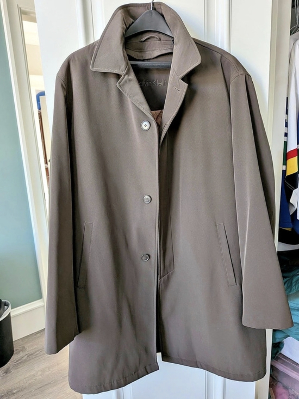 Calvin Klein Brown Trench Coat W/Removable Liner Sz44R